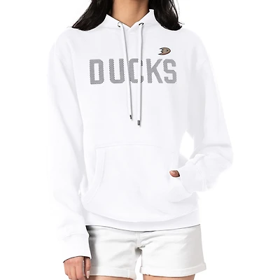 Women's G-III 4Her by Carl Banks  White Anaheim Ducks Dot Print Pullover Hoodie