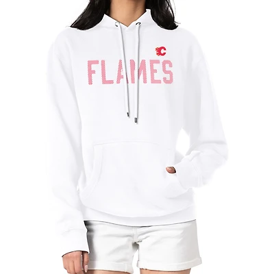 Women's G-III 4Her by Carl Banks  White Calgary Flames Dot Print Pullover Hoodie