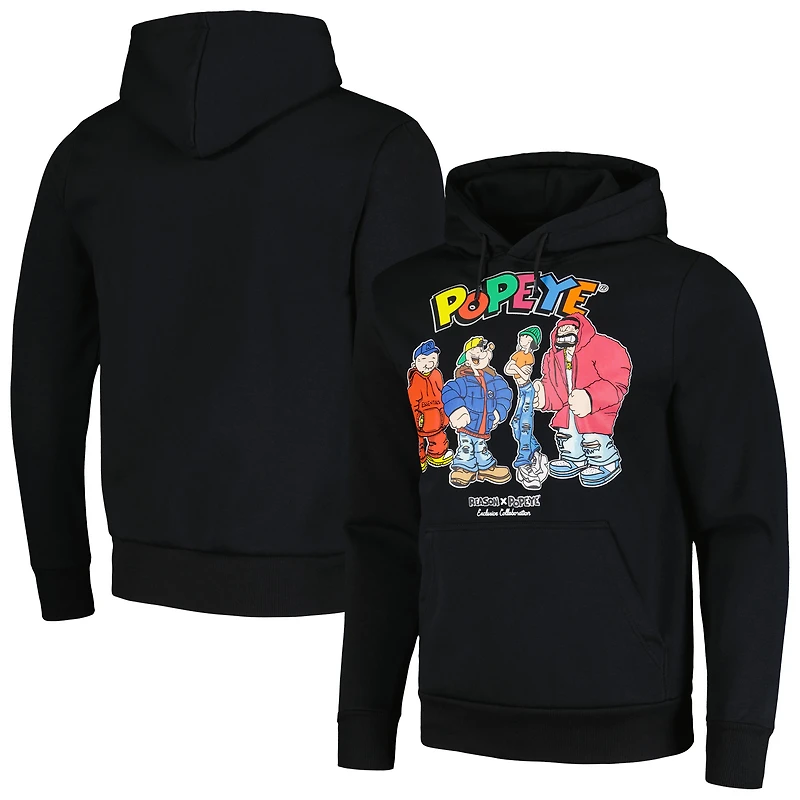Unisex Black Popeye Crew Pullover Hoodie