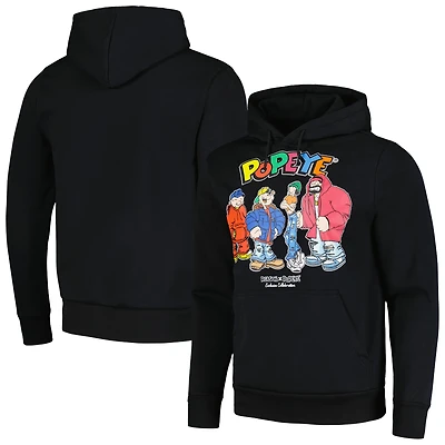 Unisex Black Popeye Crew Pullover Hoodie