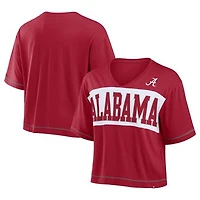 Women's Fanatics Crimson Alabama Crimson Tide Home Team Bold Fashion Modest V-Neck Cropped T-Shirt