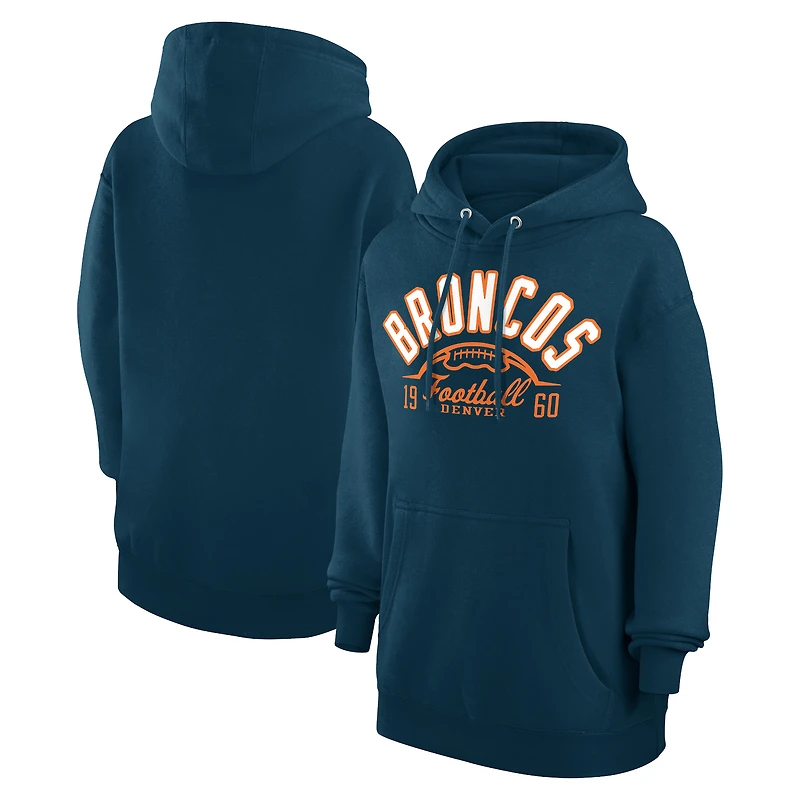 Unisex Starter Navy Denver Broncos Half Ball Team Fleece Pullover Hoodie