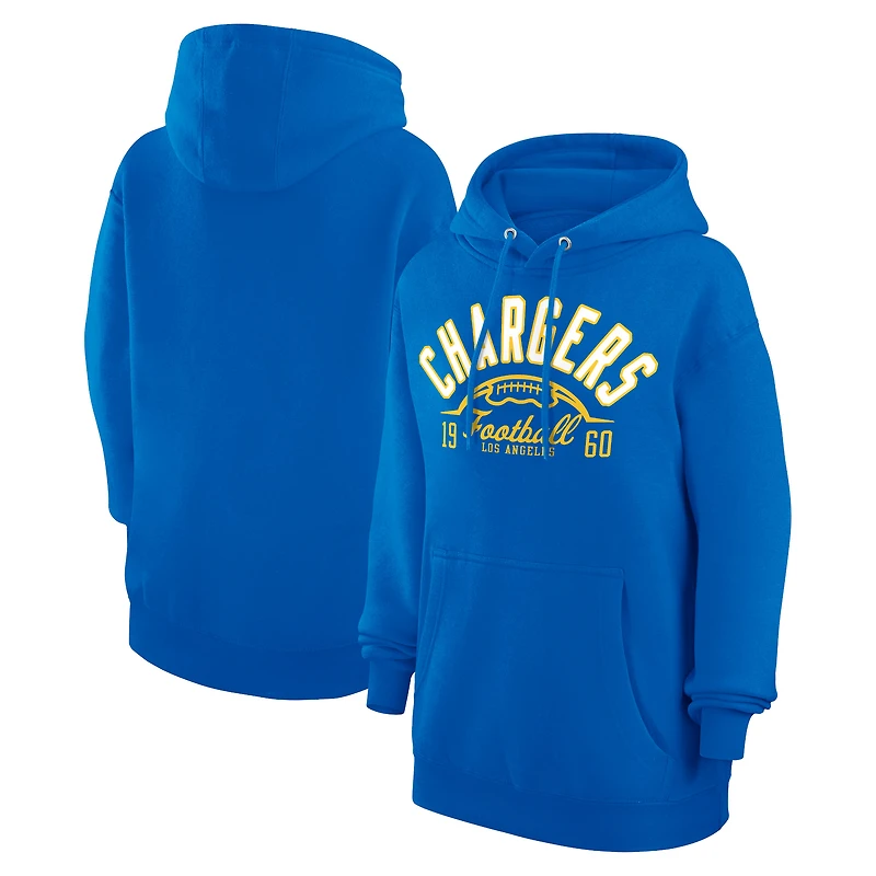 Unisex Starter Royal Los Angeles Chargers Half Ball Team Fleece Pullover Hoodie