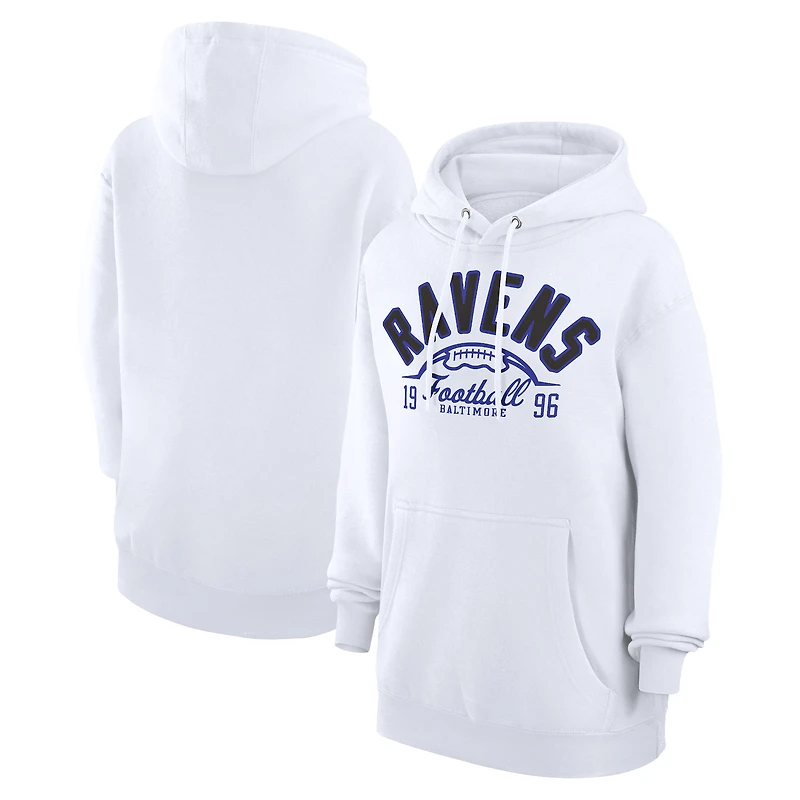 Unisex Starter White Baltimore Ravens Half Ball Team Fleece Pullover Hoodie