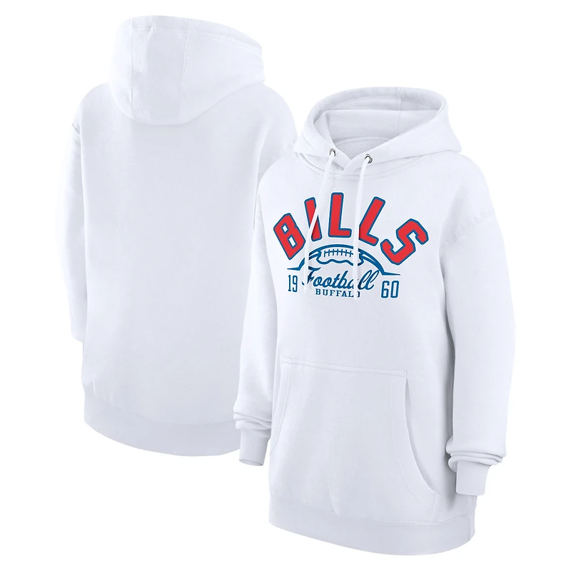 Unisex Starter White Buffalo Bills Half Ball Team Fleece Pullover Hoodie
