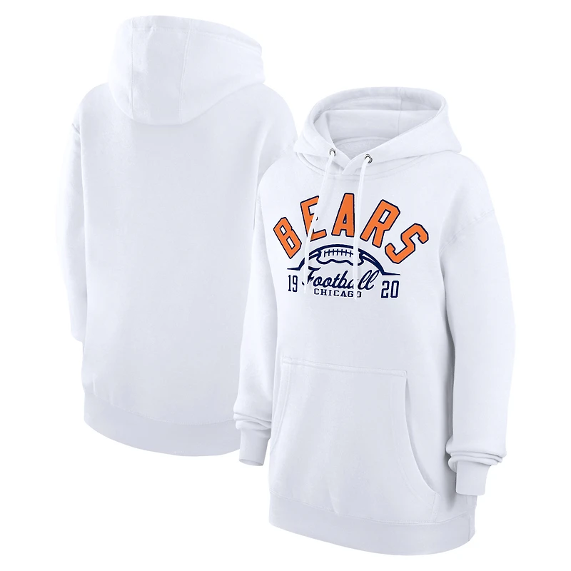 Unisex Starter White Chicago Bears Half Ball Team Fleece Pullover Hoodie
