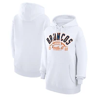 Unisex Starter  White Denver Broncos Half Ball Team Fleece Pullover Hoodie