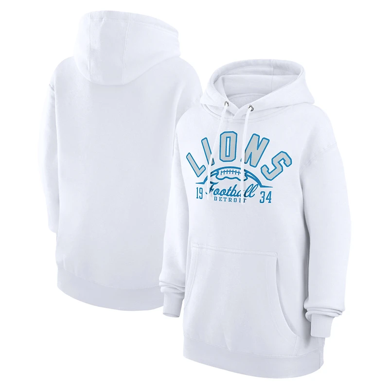 Unisex Starter White Detroit Lions Half Ball Team Fleece Pullover Hoodie