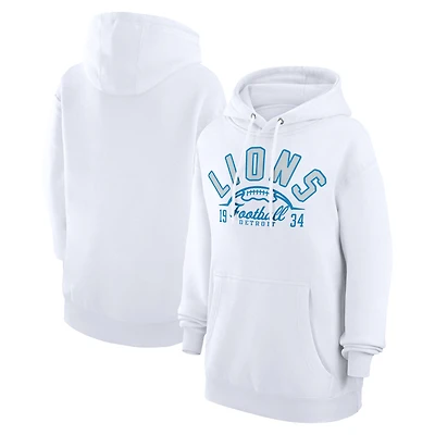 Unisex Starter White Detroit Lions Half Ball Team Fleece Pullover Hoodie
