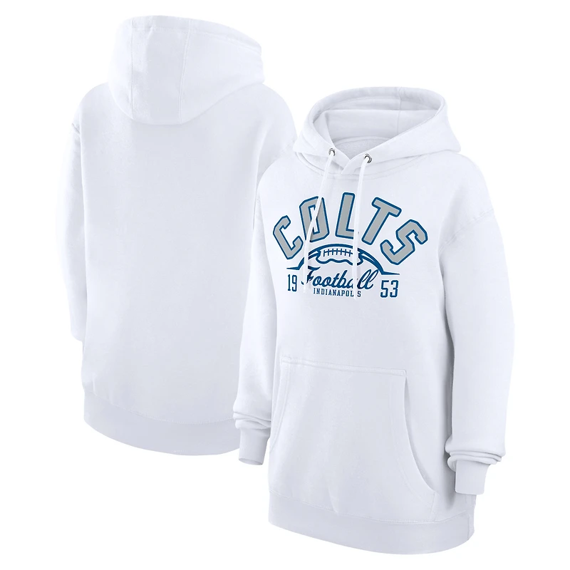 Unisex Starter White Indianapolis Colts Half Ball Team Fleece Pullover Hoodie