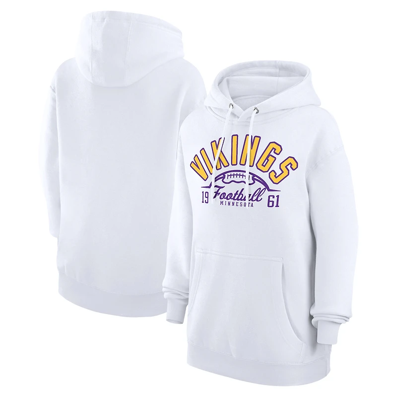 Unisex Starter White Minnesota Vikings Half Ball Team Fleece Pullover Hoodie