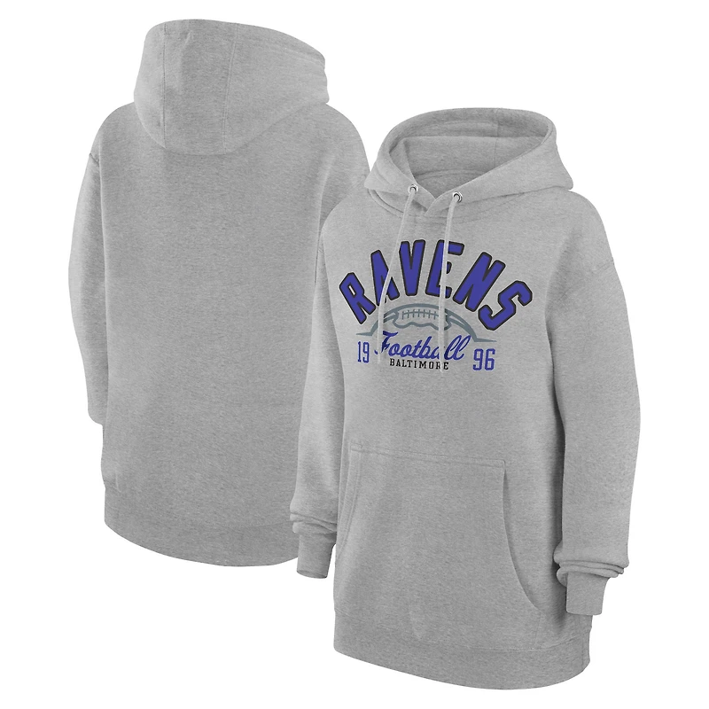 Unisex Starter Heather Gray Baltimore Ravens Half Ball Team Fleece Pullover Hoodie