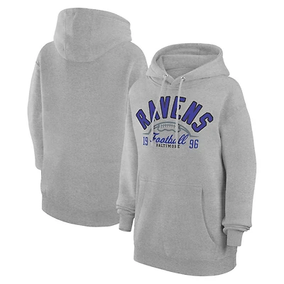 Unisex Starter  Heather Gray Baltimore Ravens Half Ball Team Fleece Pullover Hoodie