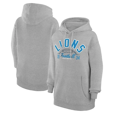 Unisex Starter Heather Gray Detroit Lions Half Ball Team Fleece Pullover Hoodie