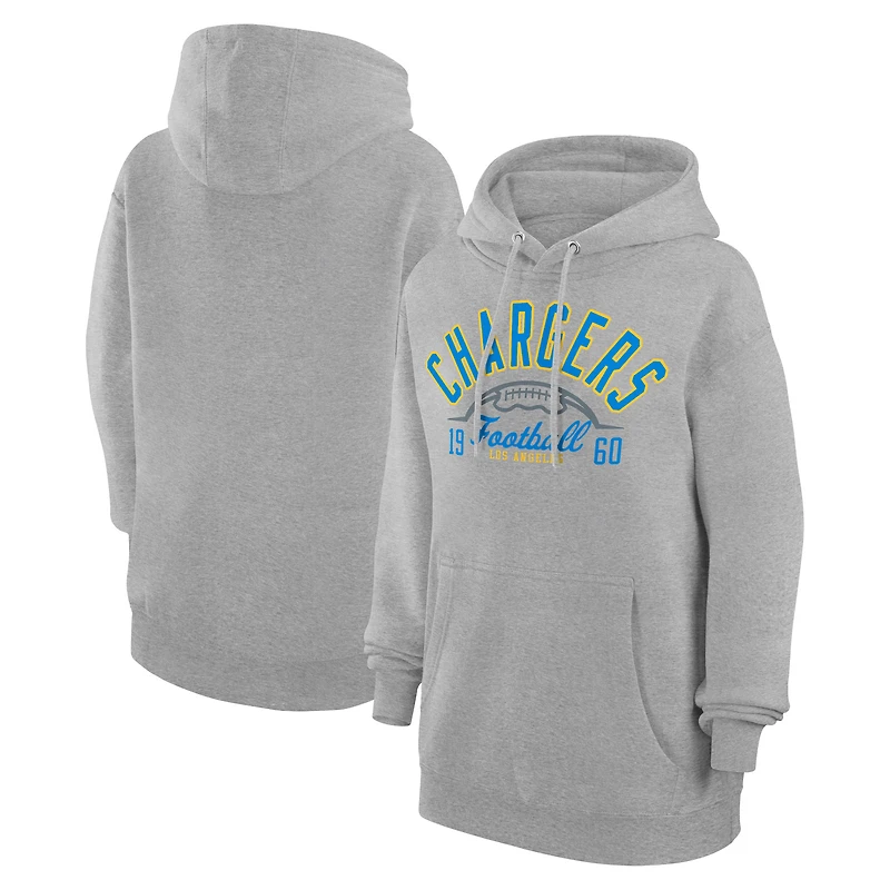 Unisex Starter Heather Gray Los Angeles Chargers Half Ball Team Fleece Pullover Hoodie