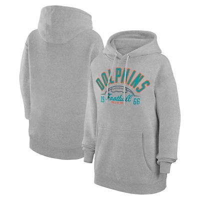 Unisex Starter  Heather Gray Miami Dolphins Half Ball Team Fleece Pullover Hoodie