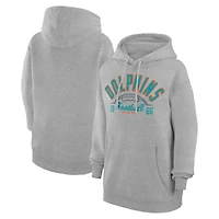 Unisex Starter  Heather Gray Miami Dolphins Half Ball Team Fleece Pullover Hoodie