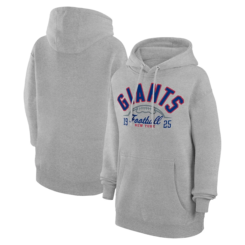 Unisex Starter Heather Gray New York Giants Half Ball Team Fleece Pullover Hoodie