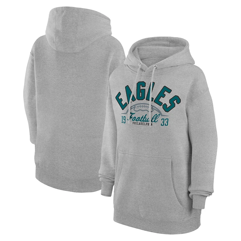 Unisex Starter Heather Gray Philadelphia Eagles Half Ball Team Fleece Pullover Hoodie