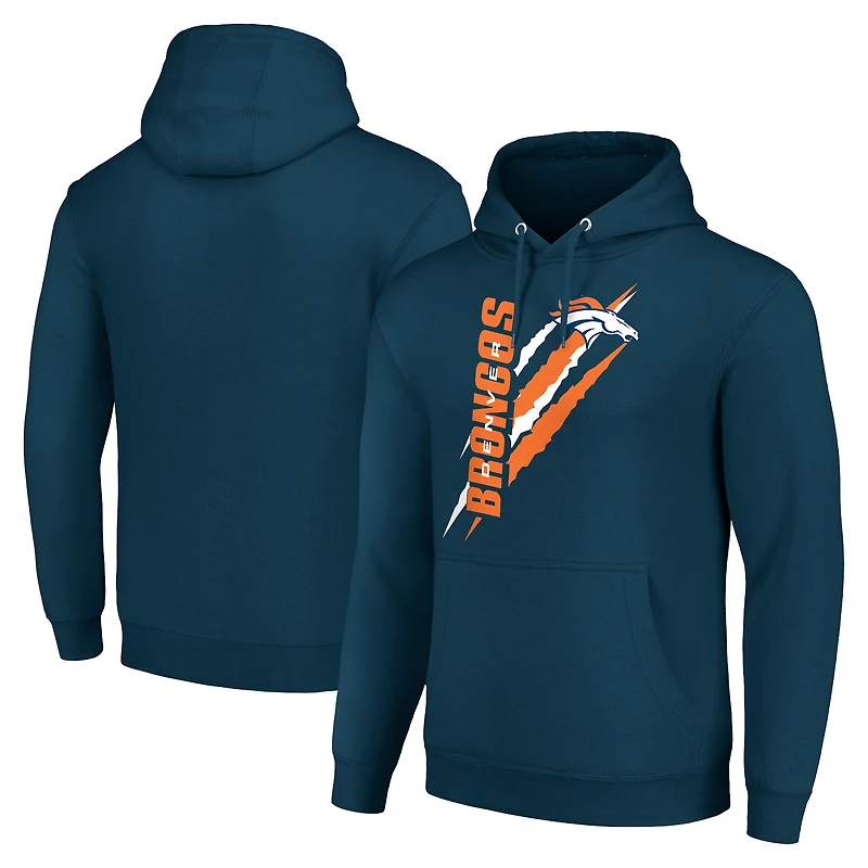 Unisex Starter Navy Denver Broncos Color Scratch Fleece Pullover Hoodie