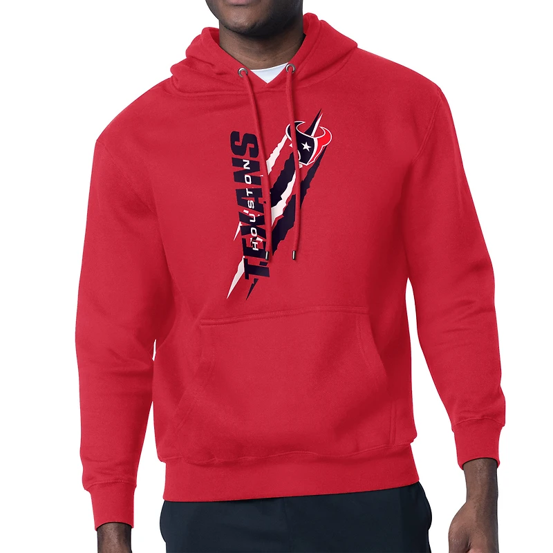 Unisex Starter Red Houston Texans Color Scratch Fleece Pullover Hoodie