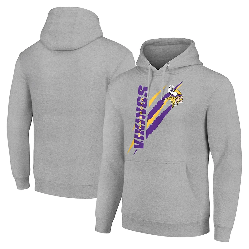 Unisex Starter Heather Gray Minnesota Vikings Color Scratch Fleece Pullover Hoodie