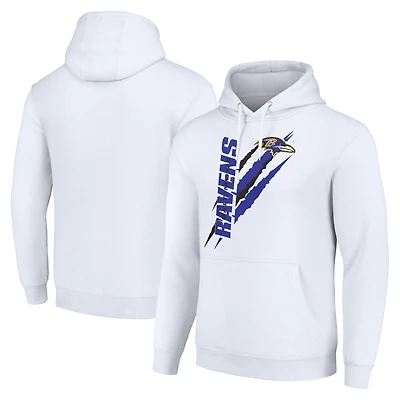 Unisex Starter White Baltimore Ravens Color Scratch Fleece Pullover Hoodie