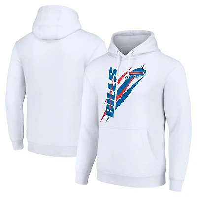 Unisex Starter White Buffalo Bills Color Scratch Fleece Pullover Hoodie
