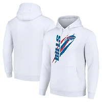 Unisex Starter White Buffalo Bills Color Scratch Fleece Pullover Hoodie