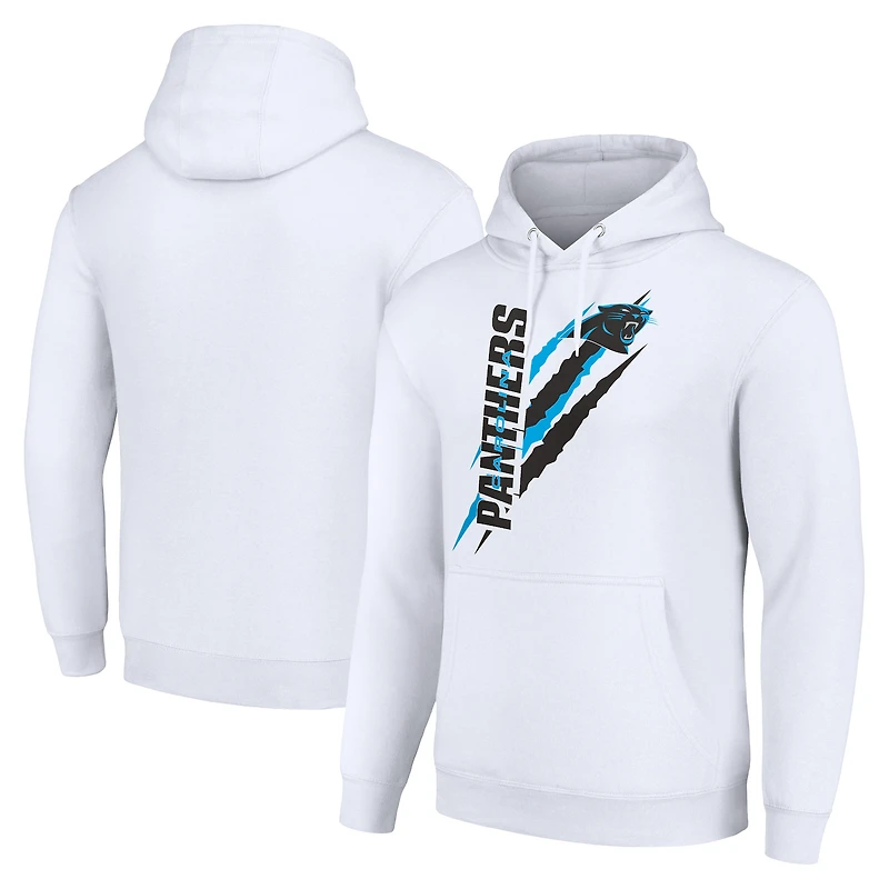 Unisex Starter White Carolina Panthers Color Scratch Fleece Pullover Hoodie