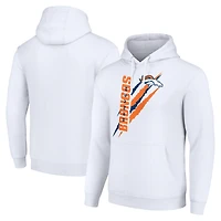 Unisex Starter White Denver Broncos Color Scratch Fleece Pullover Hoodie