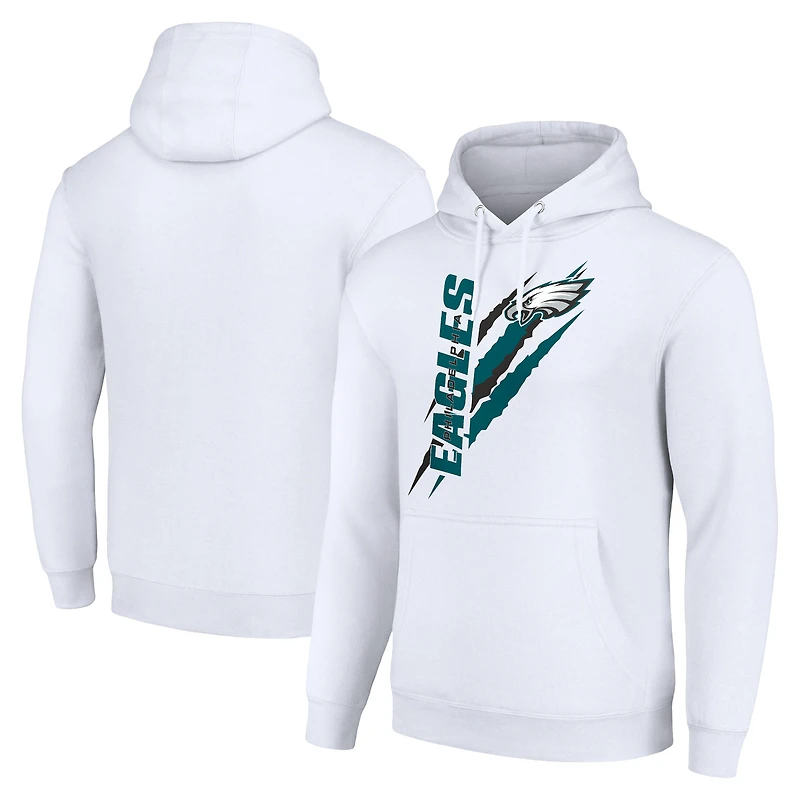 Unisex Starter White Philadelphia Eagles Color Scratch Fleece Pullover Hoodie