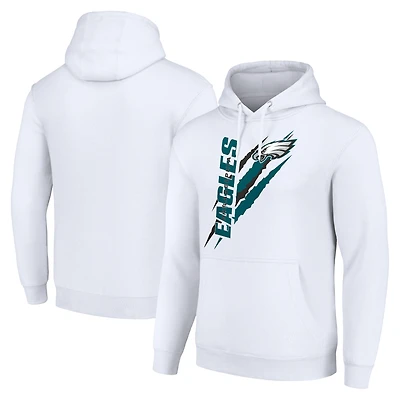 Unisex Starter White Philadelphia Eagles Color Scratch Fleece Pullover Hoodie