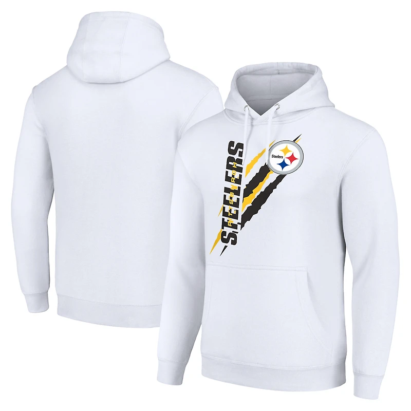 Unisex Starter White Pittsburgh Steelers Color Scratch Fleece Pullover Hoodie