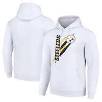 Unisex Starter White Pittsburgh Steelers Color Scratch Fleece Pullover Hoodie