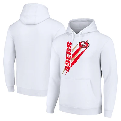 Unisex Starter White San Francisco 49ers Color Scratch Fleece Pullover Hoodie