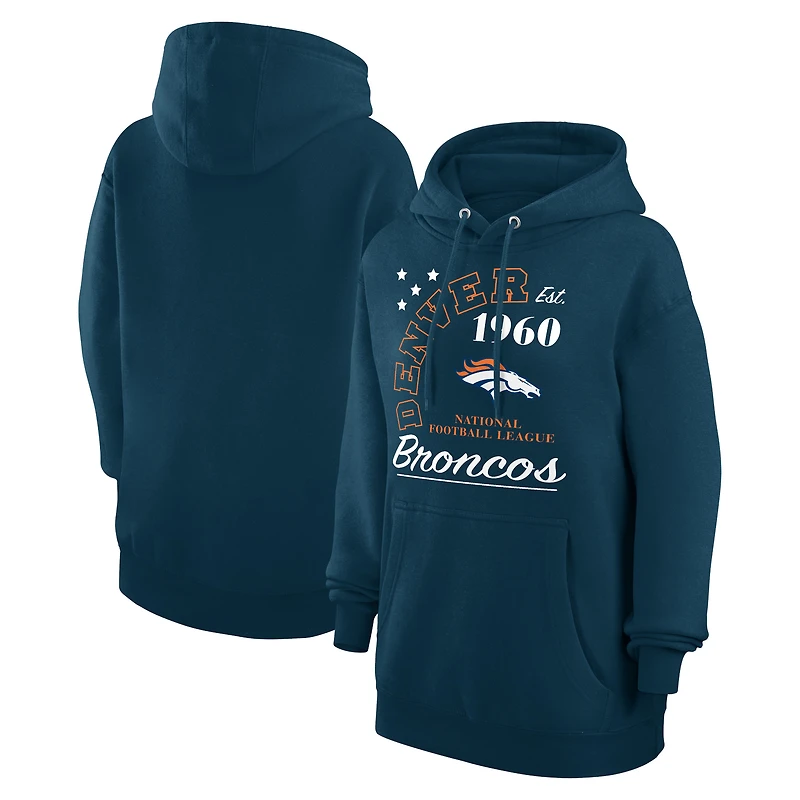 Unisex Starter Navy Denver Broncos Arch Team Fleece Pullover Hoodie