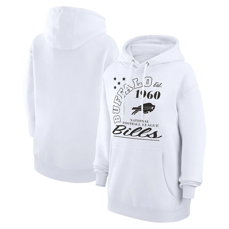 Unisex Starter White Buffalo Bills Arch Team Fleece Pullover Hoodie