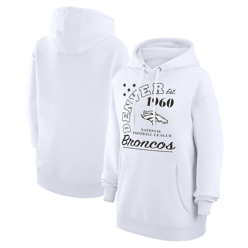Unisex Starter White Denver Broncos Arch Team Fleece Pullover Hoodie