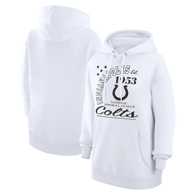 Unisex Starter White Indianapolis Colts Arch Team Fleece Pullover Hoodie