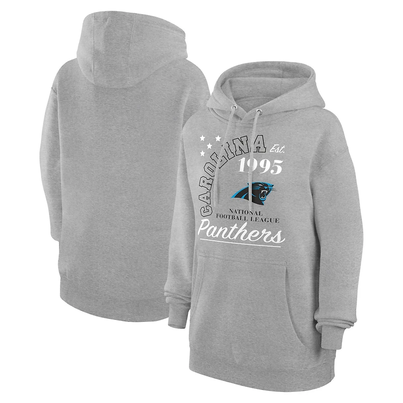 Unisex Starter Heather Gray Carolina Panthers Arch Team Fleece Pullover Hoodie