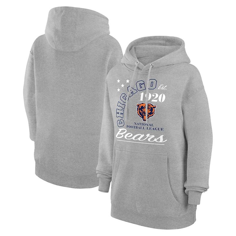 Unisex Starter Heather Gray Chicago Bears Arch Team Fleece Pullover Hoodie
