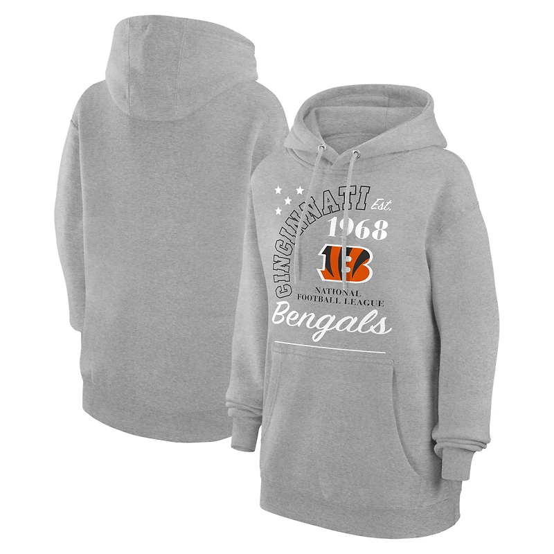 Unisex Starter Heather Gray Cincinnati Bengals Arch Team Fleece Pullover Hoodie