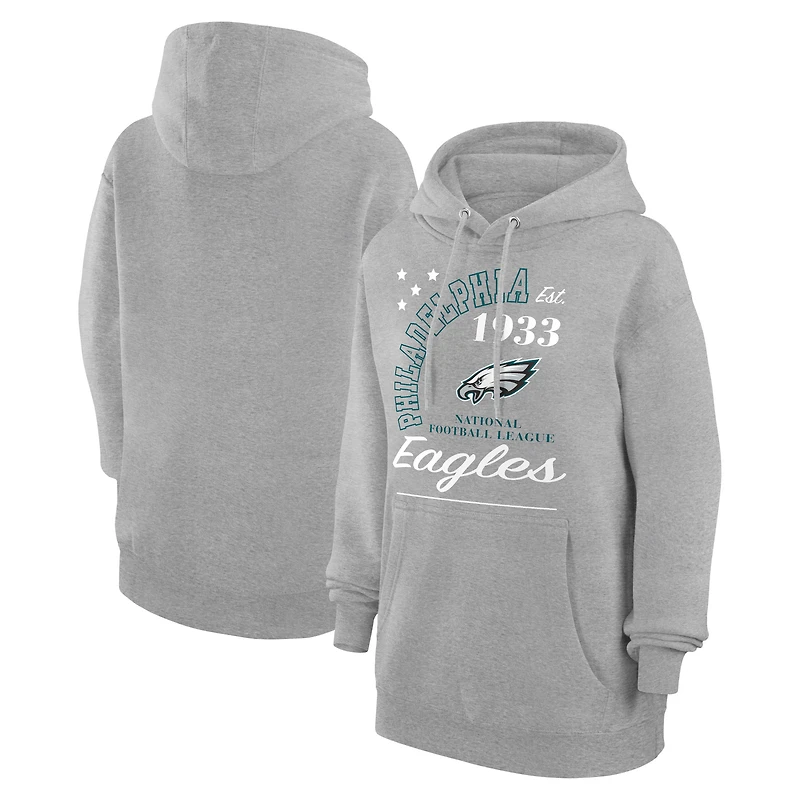 Unisex Starter  Heather Gray Philadelphia Eagles Arch Team Fleece Pullover Hoodie