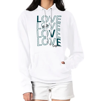 Women's G-III 4Her by Carl Banks  White Philadelphia Eagles Love Graphic Pullover Hoodie