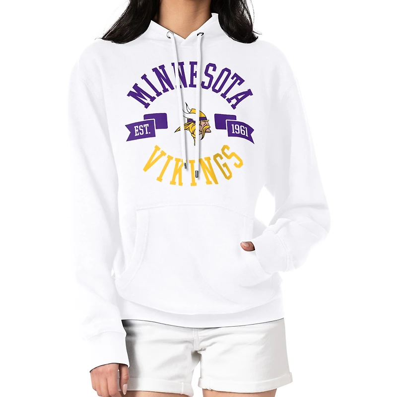 Women's G-III 4Her by Carl Banks White Minnesota Vikings City Graphic Team Fleece Pullover Hoodie