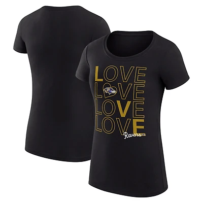 Women's G-III 4Her by Carl Banks Black Baltimore Ravens Super-Slim Fit Lightweight Love Graphic T-Shirt