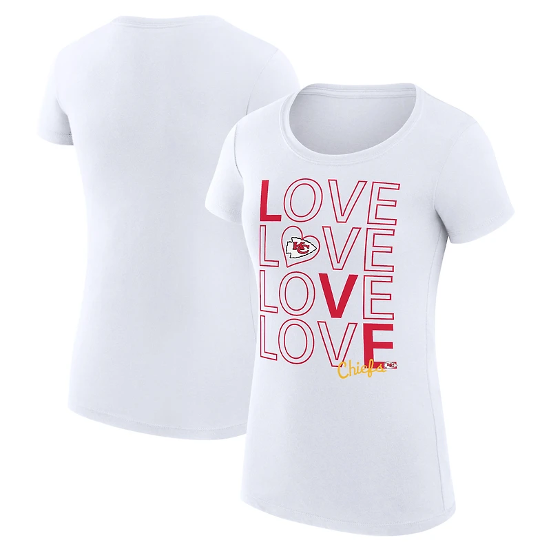 Women's G-III 4Her by Carl Banks White Kansas City Chiefs Super-Slim Fit Lightweight Love Graphic T-Shirt