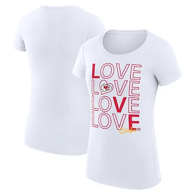Women's G-III 4Her by Carl Banks White Kansas City Chiefs Super-Slim Fit Lightweight Love Graphic T-Shirt