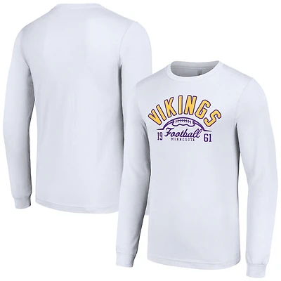 Men's Starter  White Minnesota Vikings Half Ball Team Long Sleeve T-Shirt